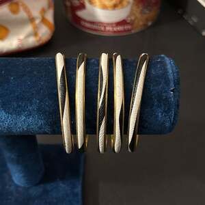 Set of 5 Black and White Enamel Bracelets